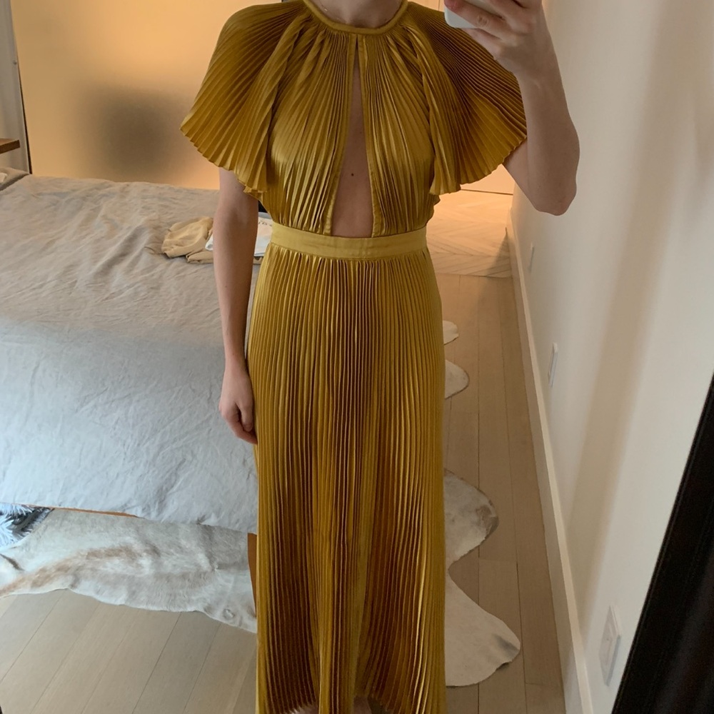 L’Idee Gold Pleated Dress New with Tags - Picture 3 of 6